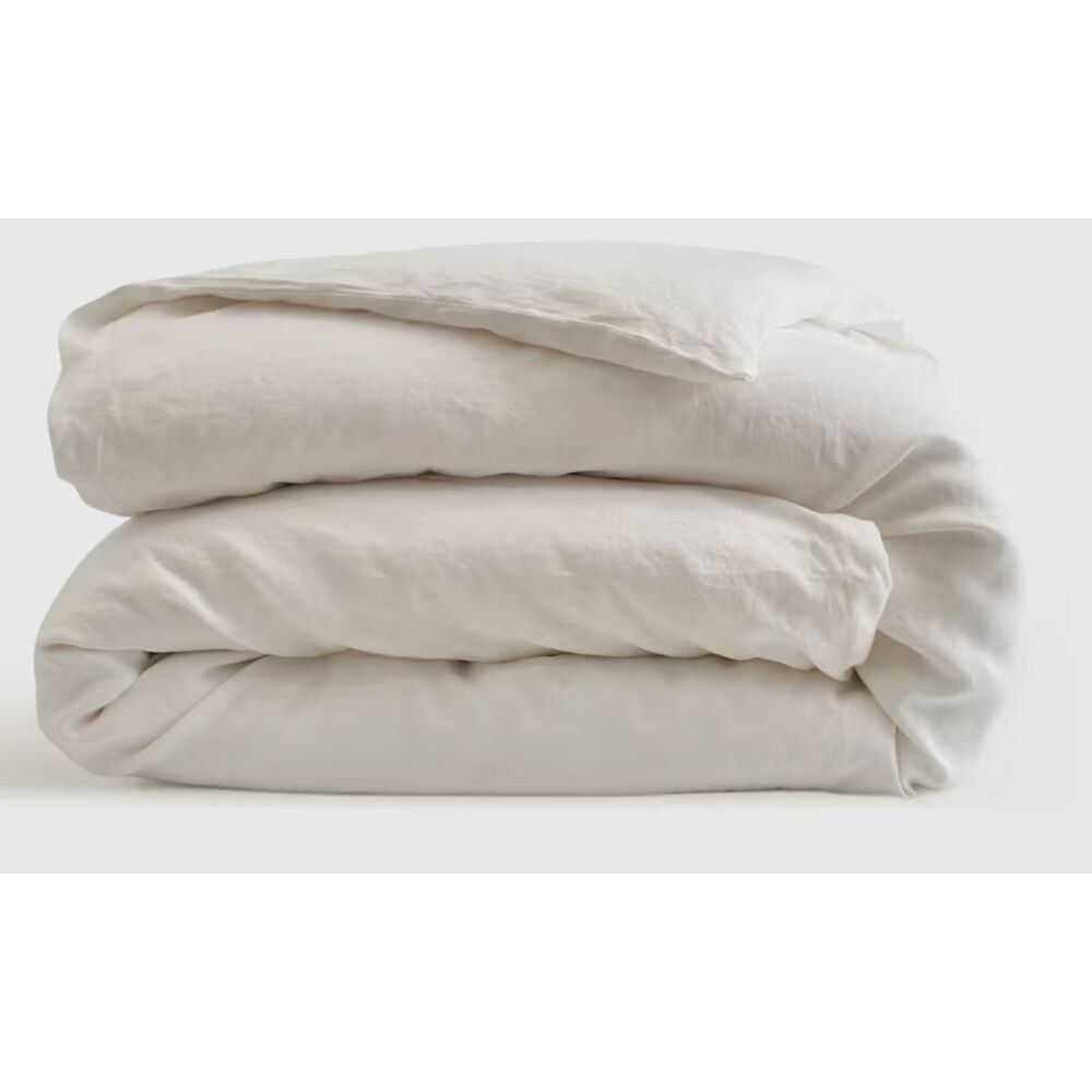 European Linen Quince King/ Cal King Duvet Cover - White